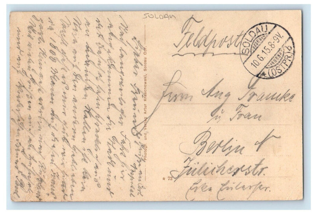 1915 Soldau Poland WW1 Shelled Building Family Concentration Camp Postcard
