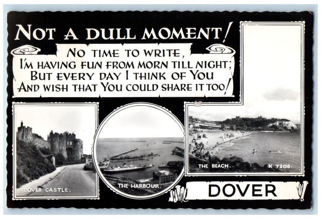 1963 Dover Multi-view Beach Harbor Castle United Kingdom RPPC Photo Postcard