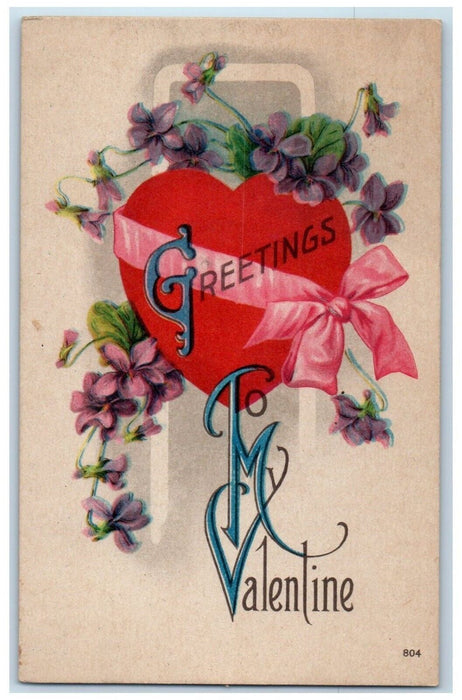 1925 Valentine Greetings Giant Heart Flowers New Freedom PA Vintage Postcard