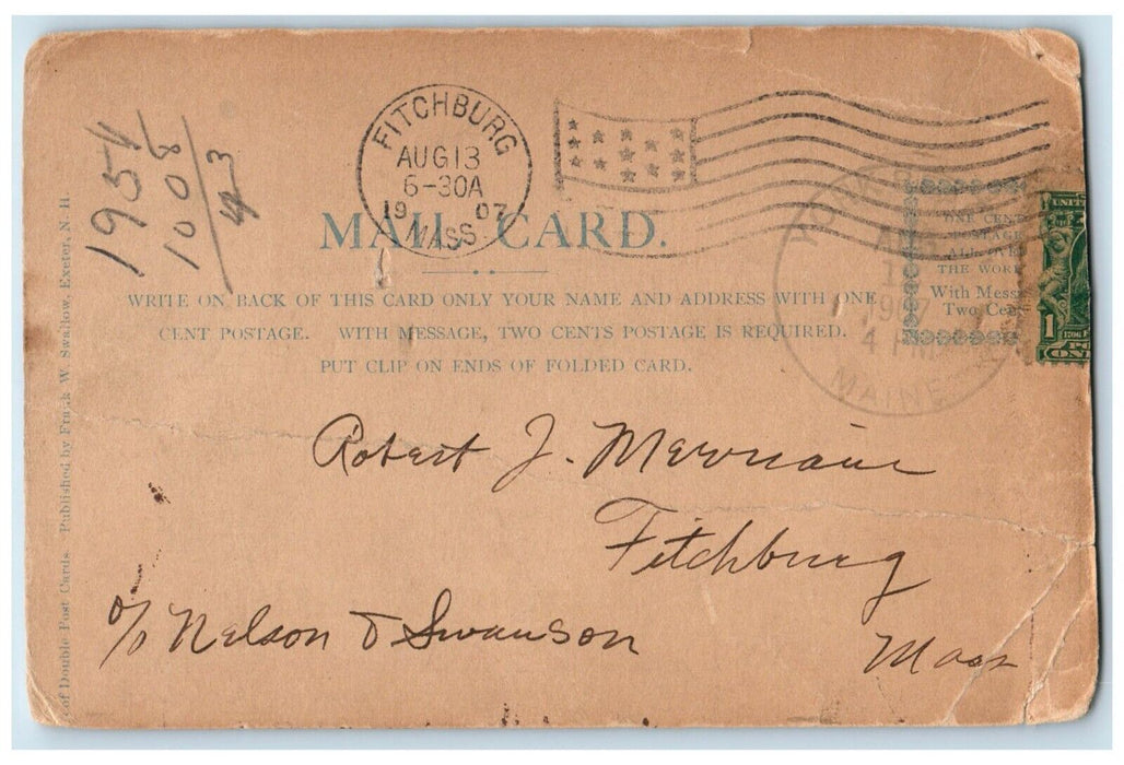 1907 The Hiawatha Hotel Long Beach Fitchburg Massachusetts MA Antique Postcard
