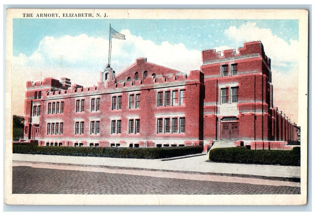 c1950's The Armory Building Door Entry Stairs Elizabeth New Jersey NJ Postcard