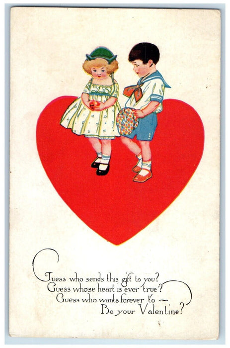 1920 Valentine Giant Heart Little Sweetheart Romance New Freedom PA Postcard