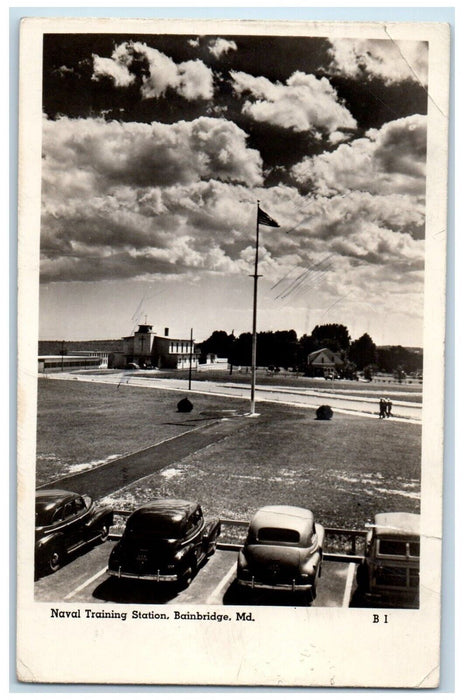 1944 Naval Training Station Soldier Mail Bainbridge MD RPPC Photo Postcard