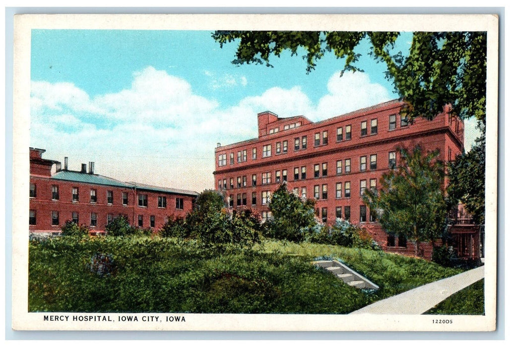 c1950 Mercy Hospital Building View Road To Entrance Iowa City Iowa IA Postcard