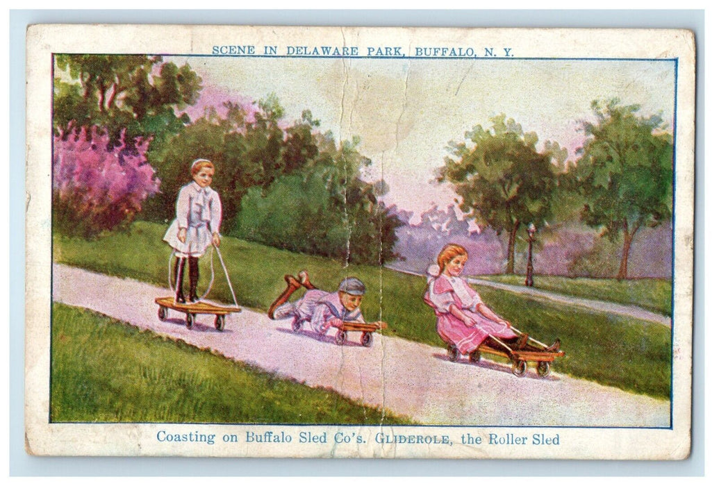 1910 Advertising Buffalo NY Sled Co. Child Hardware Exhibit Detroit MI Postcard