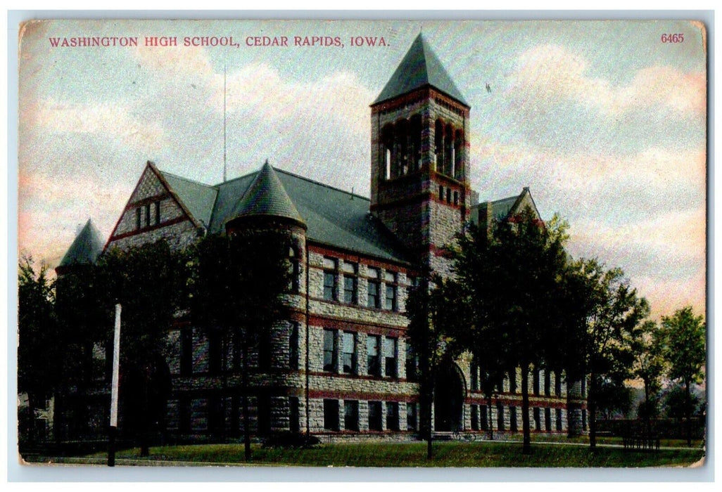 1909 Washington High School Building Cedar Rapids Iowa IA Antique Postcard