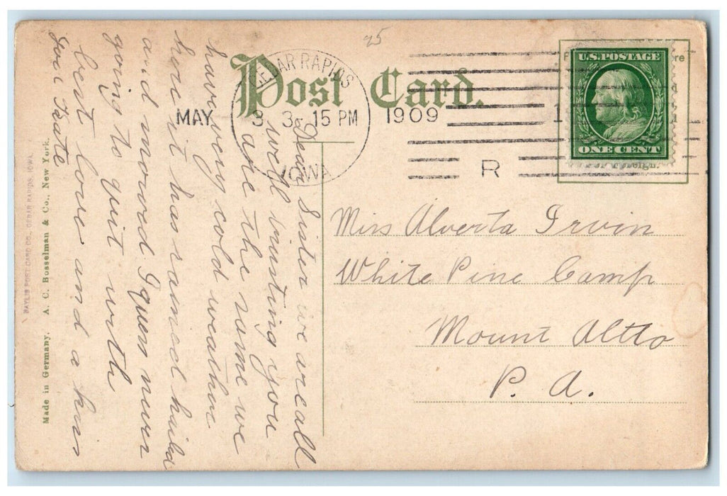 1909 Washington High School Building Cedar Rapids Iowa IA Antique Postcard