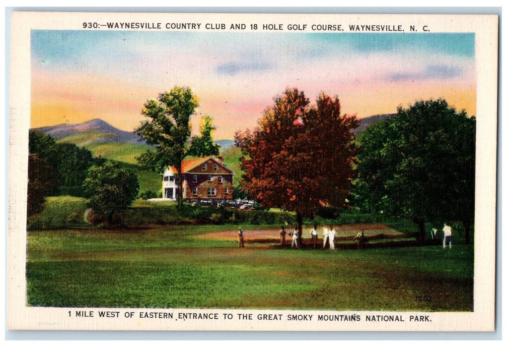 c1930's Waynesville Country Club 18 Hole Golf Course Waynesville NC Postcard