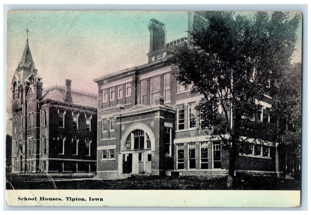 1920 School Houses Tipton Wilton Junction Iowa IA Posted Antique Postcard