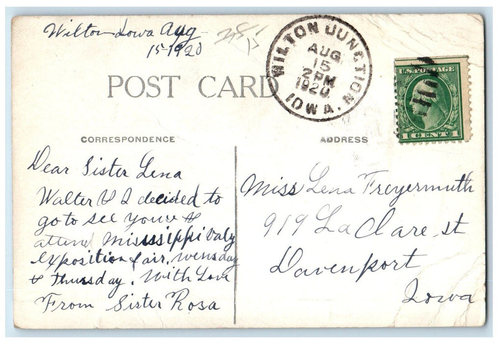 1920 School Houses Tipton Wilton Junction Iowa IA Posted Antique Postcard