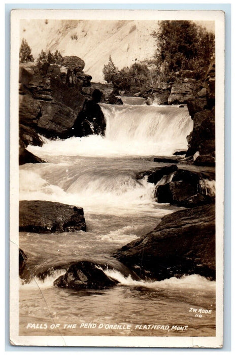 1930 Oreille River Falls View Flathead Polson Montana MT RPPC Photo Postcard