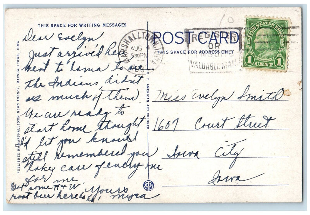 1937 Elk's Memorial Riverside Cemetery Grave Yard Marshalltown Iowa IA Postcard