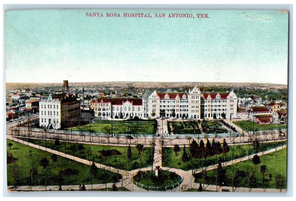c1910's Santa Rosa Hospital Aerial View San Antonio Texas TX Unposted Postcard