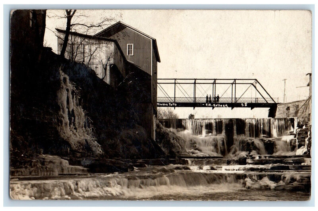 1907 Hume Falls Waterfall Rapids Kellogg Hume New York NY RPPC Photo Postcard