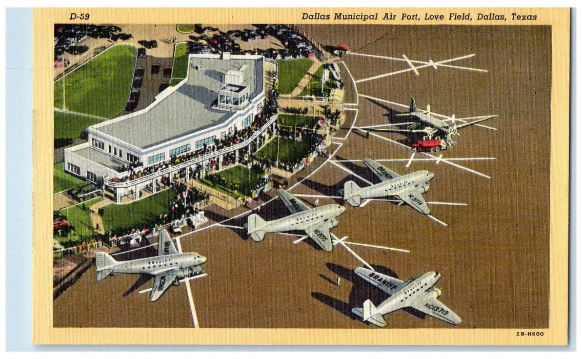c1940's Dallas Municipal Airport Love Field Dallas Texas TX Unposted Postcard
