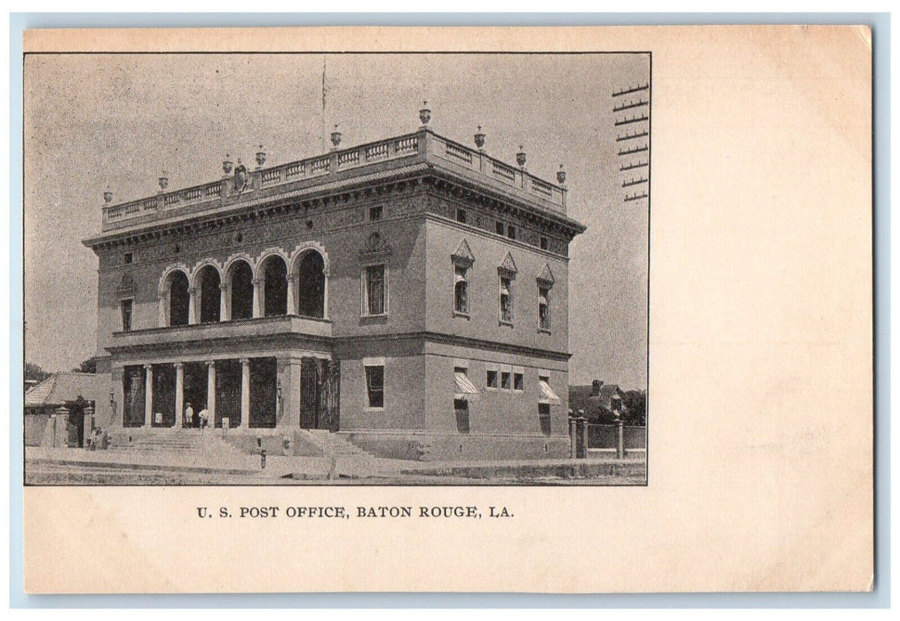c1905 U.S. Post Office Building Exterior Scene Baton Rouge Louisiana LA Postcard