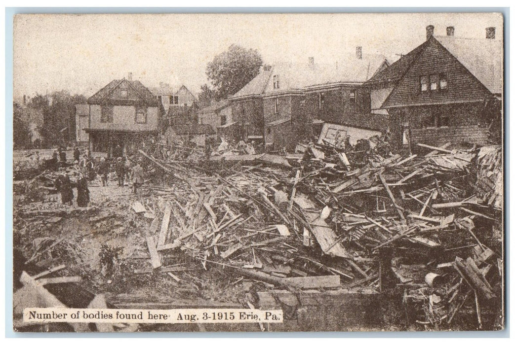 c1910's Disaster Explosion Numbers Of Bodies Found Aug. 3-1915 Erie PA Postcard
