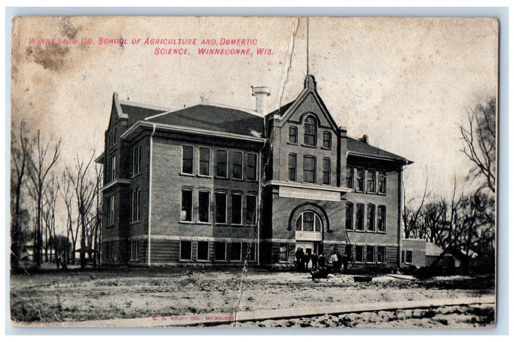 1908 Winnebago School Agriculture Domestic Science Winneconne Wisconsin Postcard