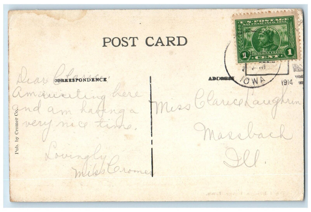1914 View Of West Bridge And Lake Osage Iowa IA Posted Antique Postcard