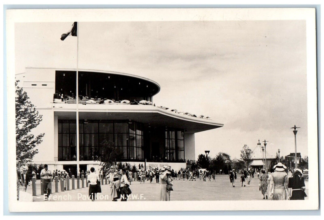 1940 French Pavilion Flag New York World's Fair NYWF RPPC Photo Postcard