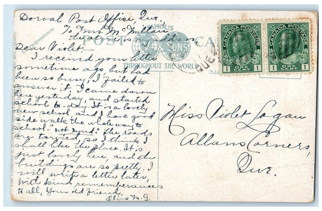 c1910 Three Sisters Canmore Mountains Canadian Rockies Canada Postcard