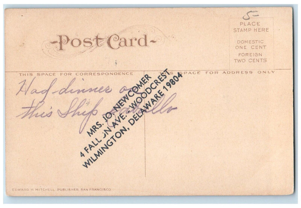c1910 Cabrillo Ship Hotel Exterior Bridge Pier Dock Venice California Postcarcd