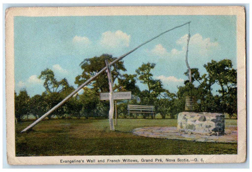 c1950's Evangeline's Well French Willows Grand Pre Nova Scotia Canada Postcard