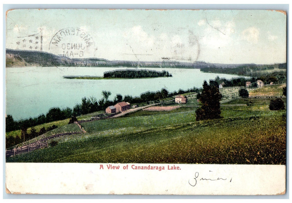 1907 A View of Canandaraga Lake Richfield Springs New York NY Postcard