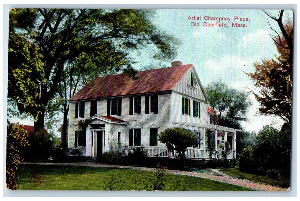 c1910 Artist Champney Place Old Deerfield Massachusetts MA Antique Postcard
