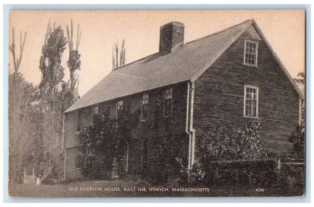 Old Emerson House Built 1638 Ipswich Massachusetts MA Unposted Vintage Postcard