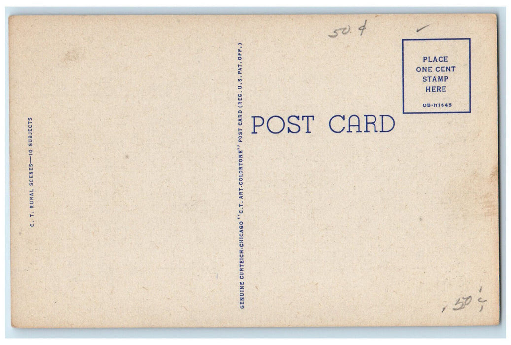 c1930's Greetings from Effingham Illinois ILHorse Barn Farming Road Postcard