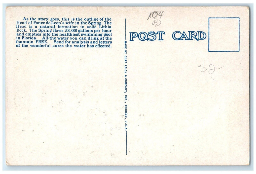 c1920 Tarpon Springs North Health Springs Rock St. Petersburg Florida Postcard