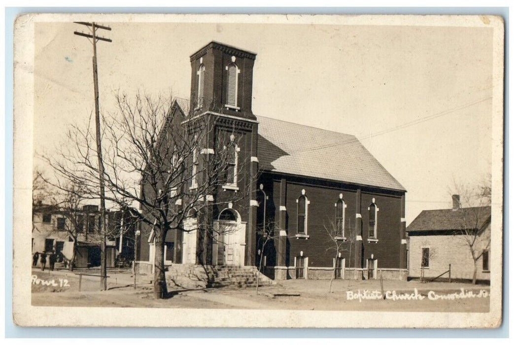 c1920's Baptist Church Building Studio Grand Concordia KS RPPC Photo Postcard