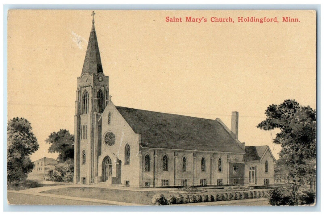 1914 Saint Mary's Church Chapel Exterior Building Holdingford Minnesota Postcard