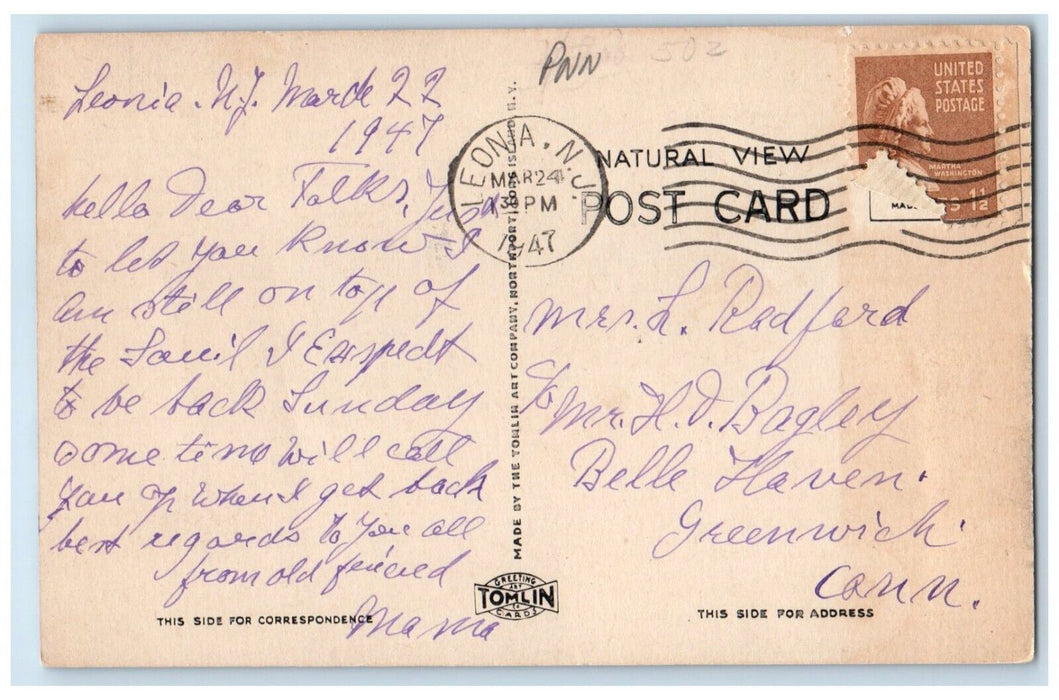 1947 Englewood Approach Palisades Interstate Englewood Park New Jersey Postcard