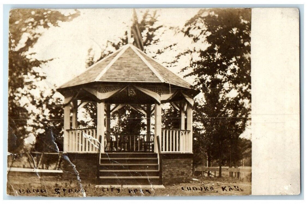 1910 City Park Band Stand View Eudora Kansas KS RPPC Photo Posted Postcard