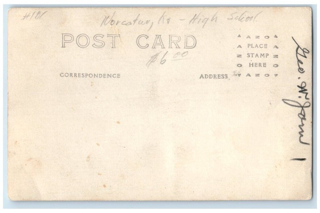 c1920's High School Interior View Students Norcatur KS RPPC Photo Postcard