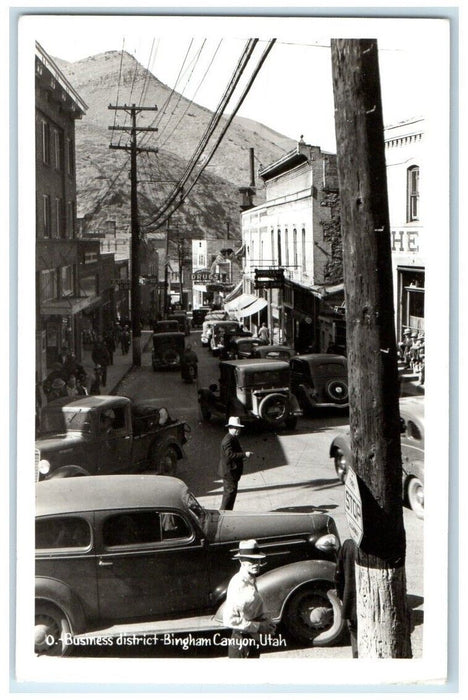 c1950's Business District Street View Bingham Canyon Utah UT RPPC Photo Postcard