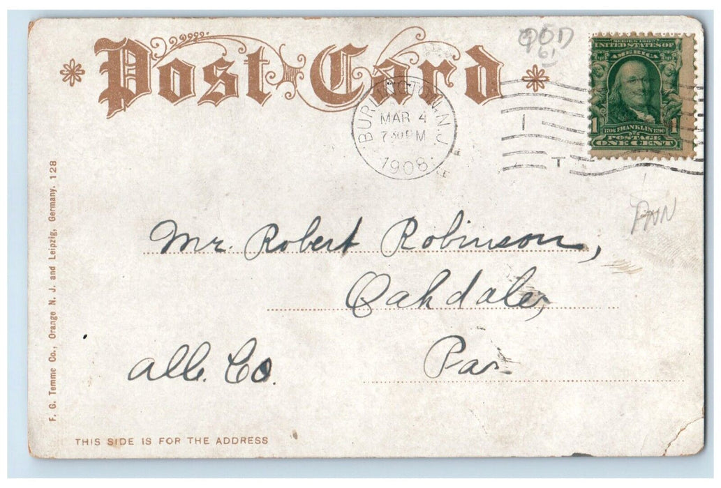 1908 Green Bank Delaware River Burlington New Jersey NJ Vintage Antique Postcard