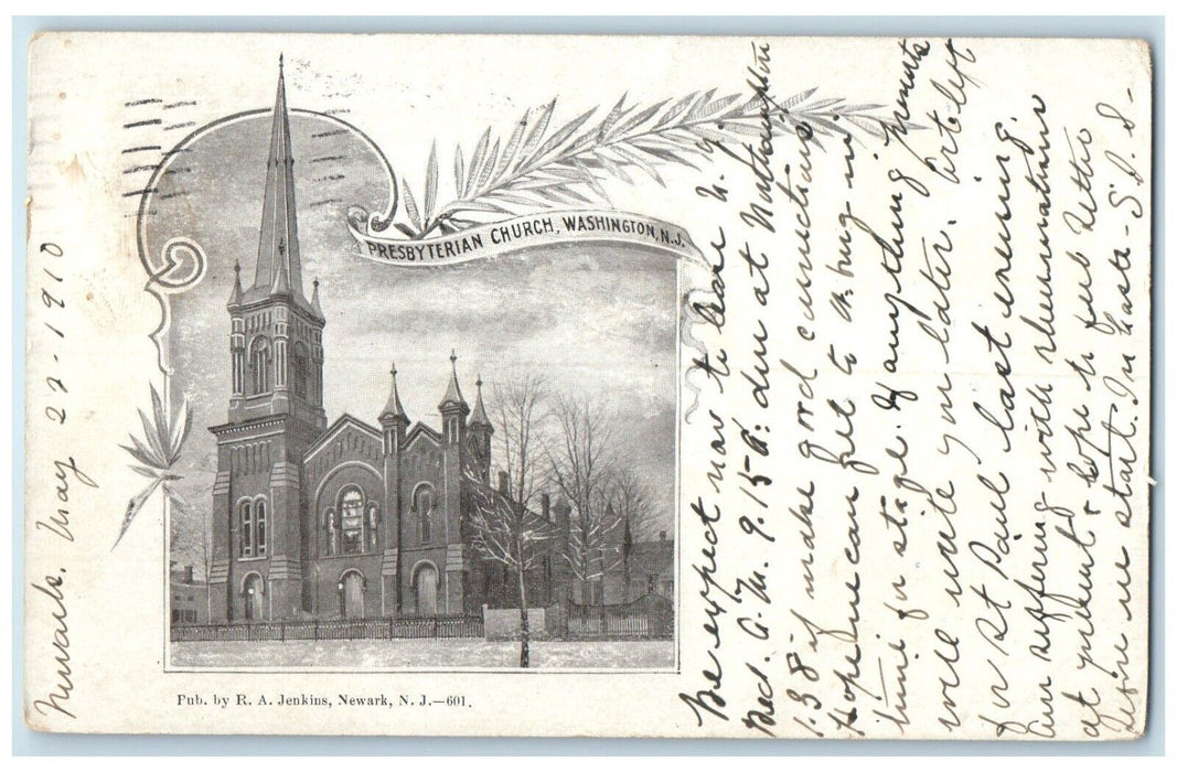 1910 Exterior View Presbyterian Church Washington New Jersey NJ Antique Postcard