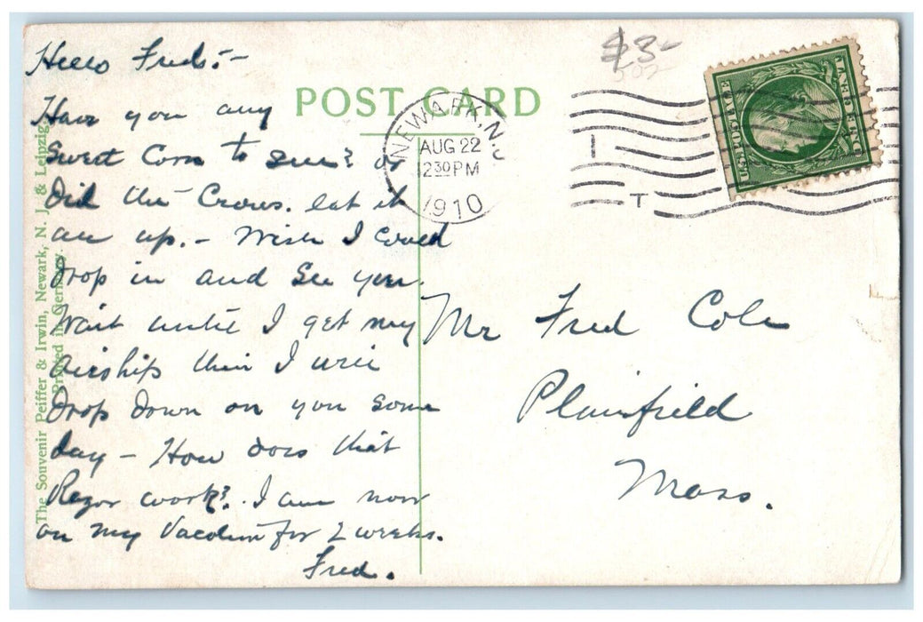 c1910 Statue Lincoln Park Buildings Street Newark New Jersey NJ Posted Postcard