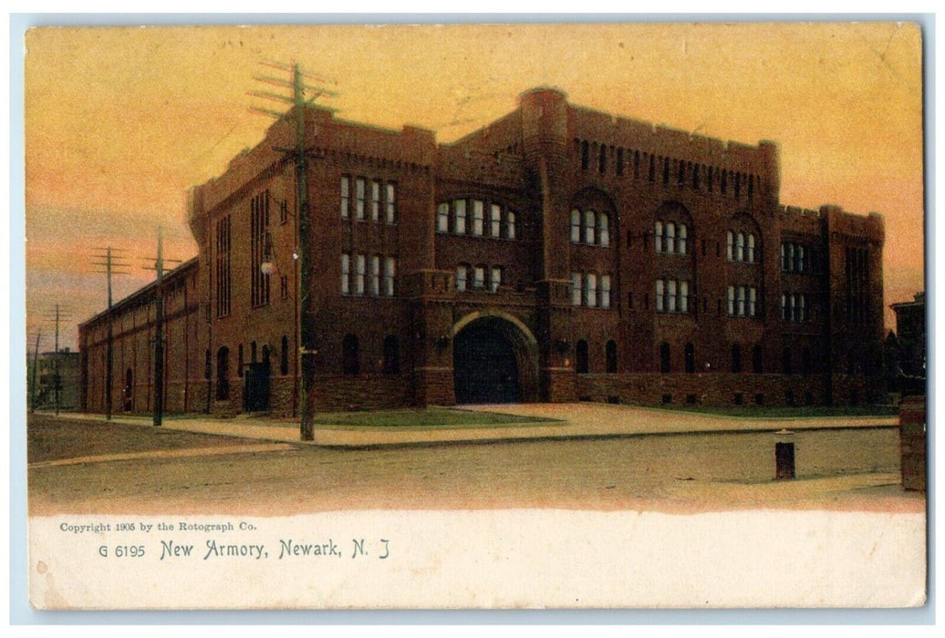 1911 Exterior View New Armory Building Newark New Jersey Posted Antique Postcard