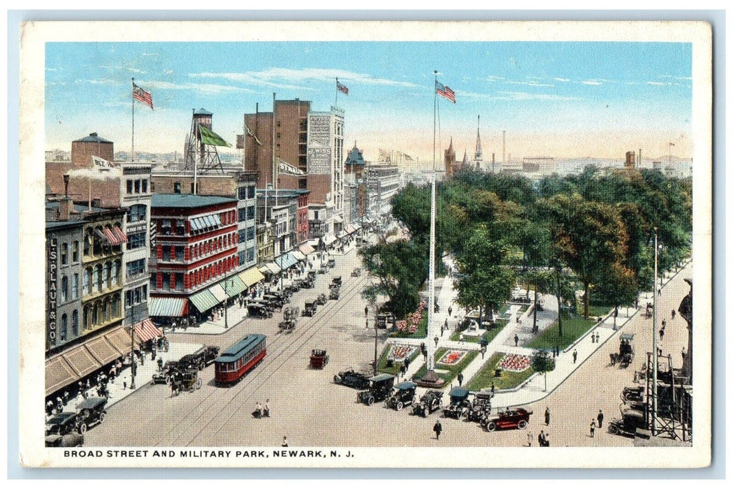 c1920 Aerial View Broad Street Military Park Newark New Jersey Antique Postcard
