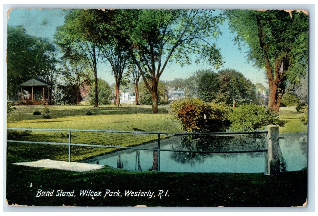 1911 Scenic View Band Stand Wilcox Park Westerly Rhode Island Vintage Postcard