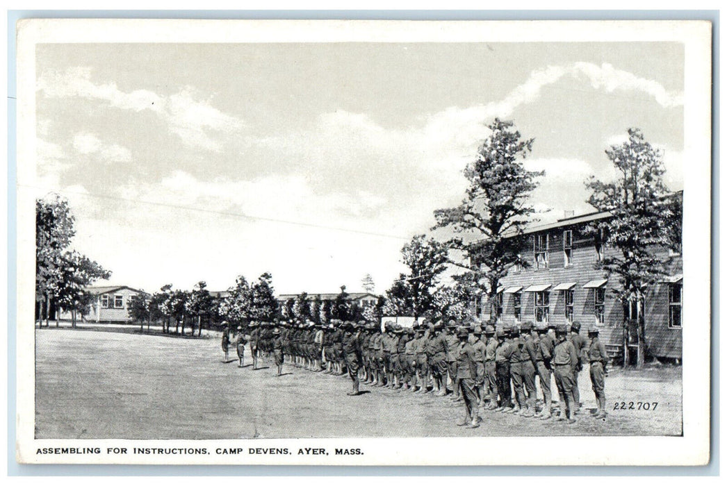 c1930's Assembling For Instructions Camp Devens Ayer Massachusetts MA Postcard