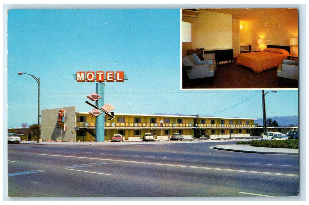 c1950's Civic Center Lodge Motel Bedroom View San Jose California CA Postcard