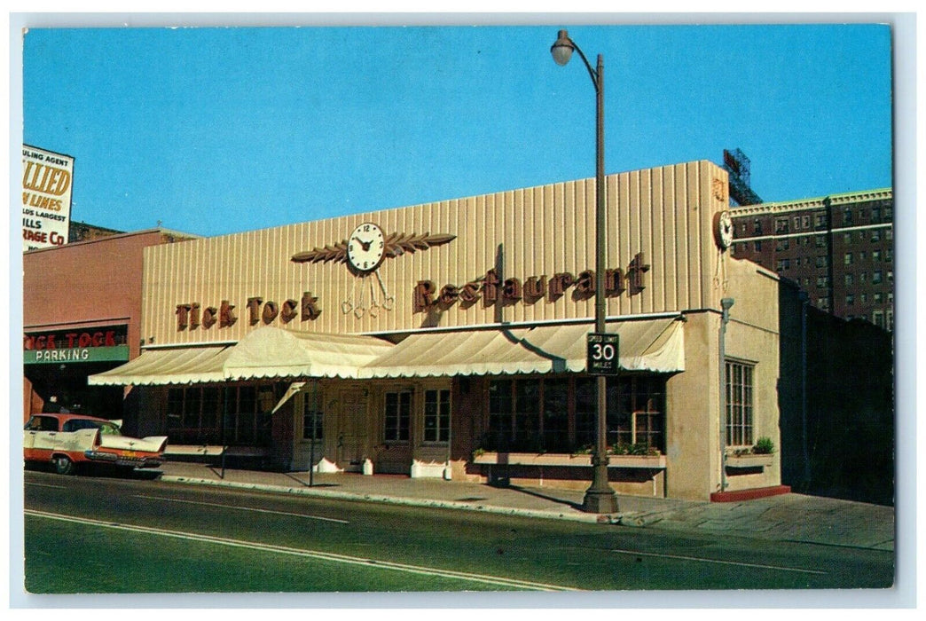 c1950's Tick Tock Restaurant Scene Street Cars Hollywood California CA Postcard
