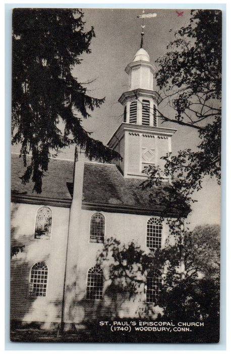 c1940 St Paul Episcopal Church Woodbury Connecticut CT Vintage Unposted Postcard