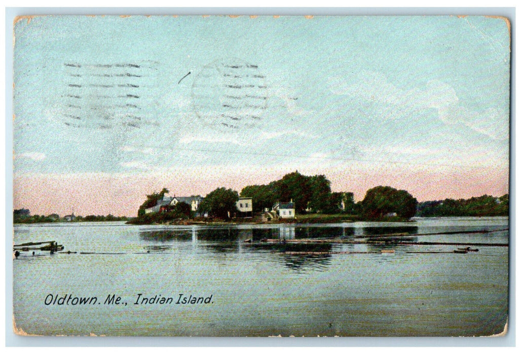 1912 Indian Island Oldtown Maine ME Bucksport ME Posted Antique Postcard