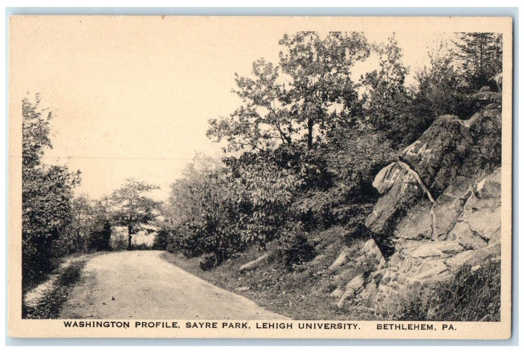 c1940 Washington Profile Sayre Park Lehigh Road University Bethlehem PA Postcard